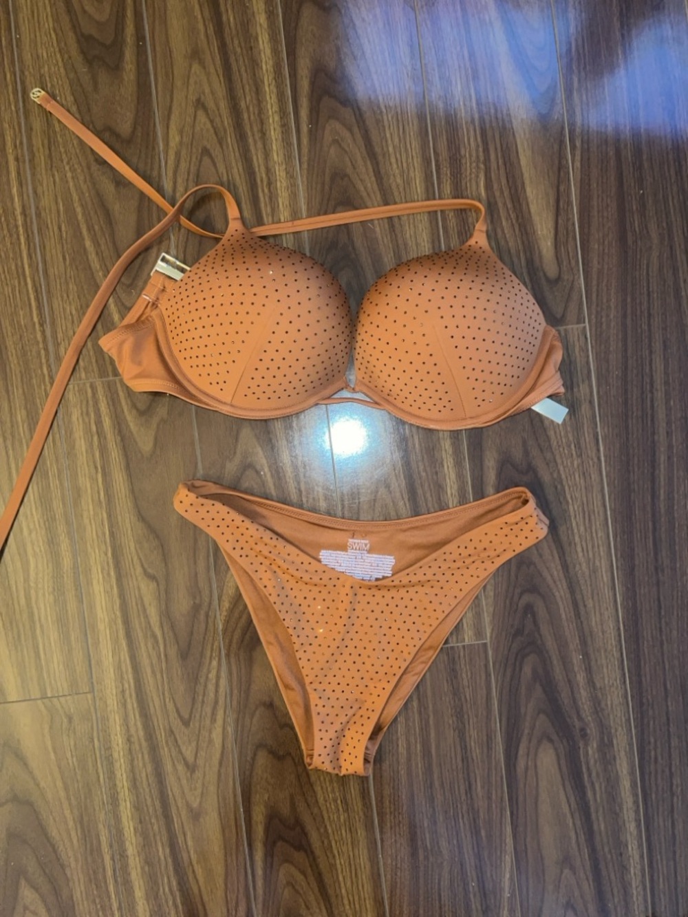 Victoria Secret Rust Colour Bikini Set withRhinestones